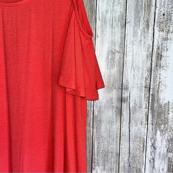 Umgee Pink Ribbed Open Shoulder Dress - Picture 3 of 5